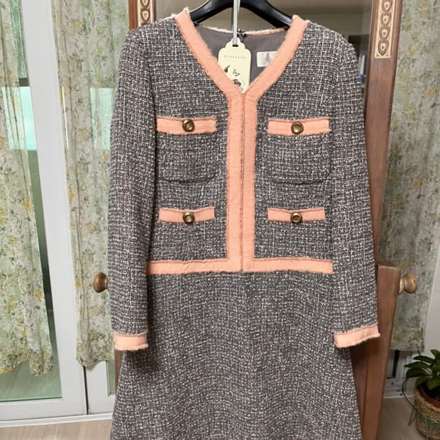 Reneevon 레니본 핑크 트위드 코코 원피스_54사이즈(55)