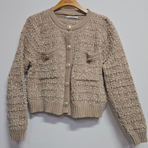 케니스레이디 트위드 니트 가디건 베이지