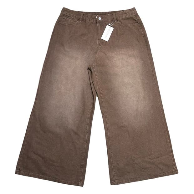 [새상품] MUSURA 브라운 컬러와이드 핏 데님 팬츠 2XL