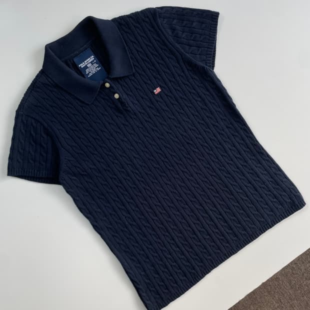 Polo Jeans 폴로 진스라인 우먼스 rl성조기 케이블 하프니트