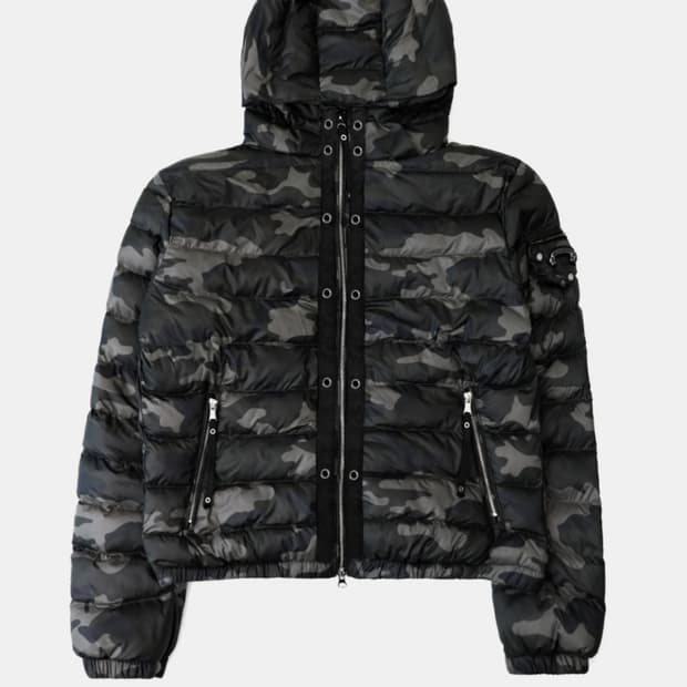 배드블러드 패딩 라이트웨이트 후드 푸퍼 그레이카모 s