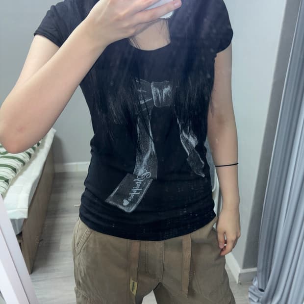 y2k ribbon black top