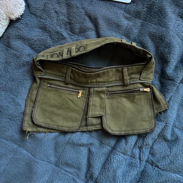오들리워크샵 트라우저백 카키 Chuka Denim Trouser Bag