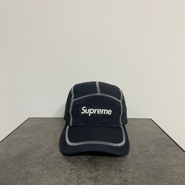 (OS) 슈프림 박스로고 캠프캡 모자 23SS 리플렉티브 스티치 블랙