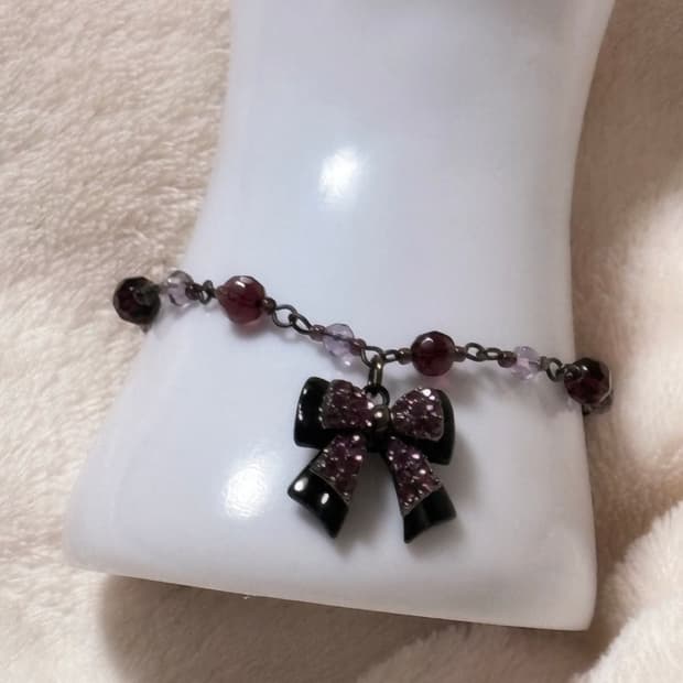 Anna Sui 안나수이 슈슈룬 비즈 레이어드 포인트 블랙 큐빅 팔찌
