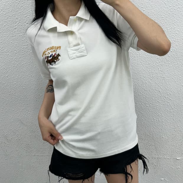 폴로 랄프로렌 트리플포니 화이트 pk반팔 M