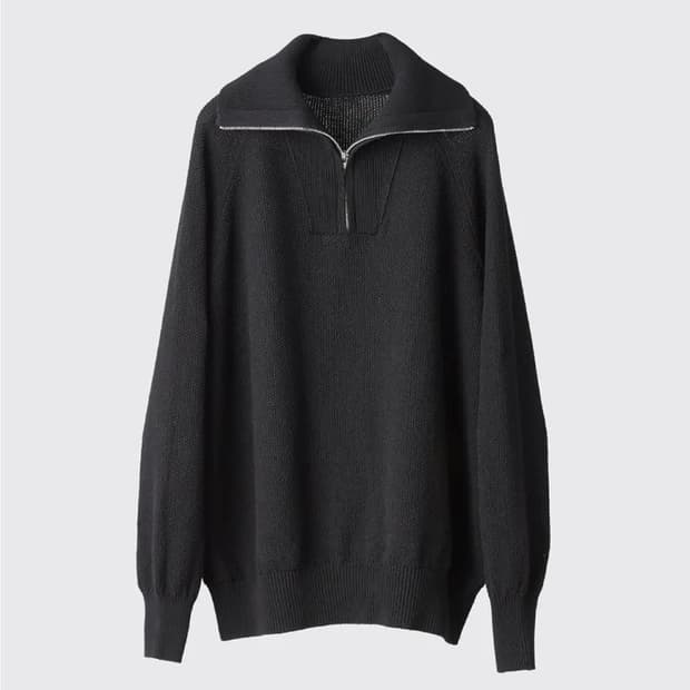 해칭룸 하프집업 니트 블랙