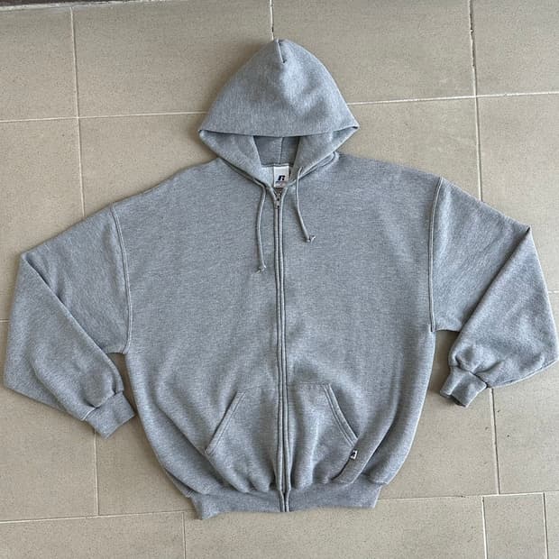 00s 빈티지 러셀 후드집업 그레이 XL