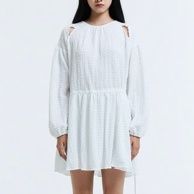 호쿠스포쿠스 크로셰 컷아웃 벌룬 드레스