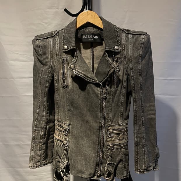 Balmain 2010ss 데카르넹 패디드 숄더 데님 자켓