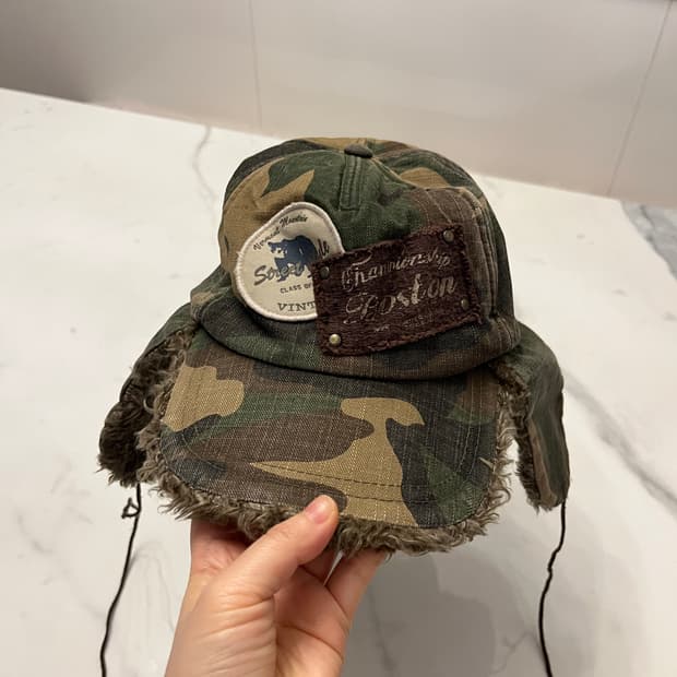 빈티지 카모 귀도리 모자