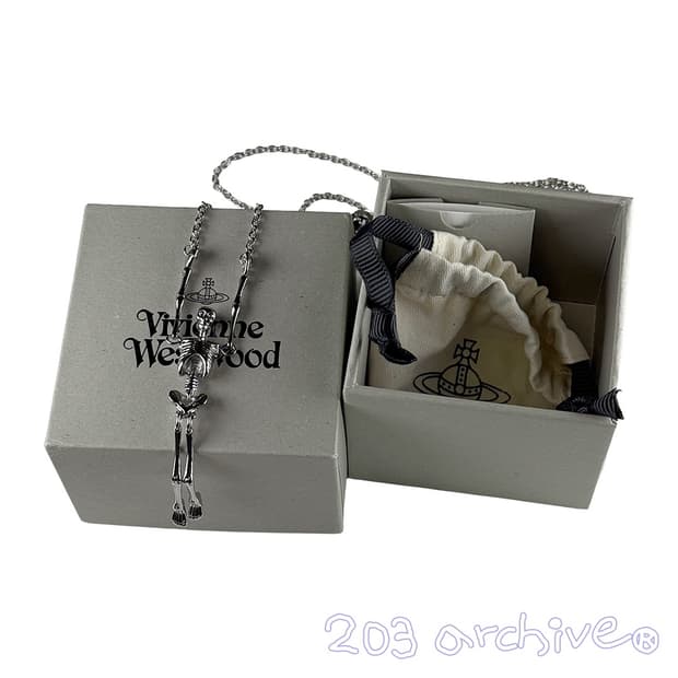 비비안웨스트우드 스켈레톤 스컬 목걸이 실버