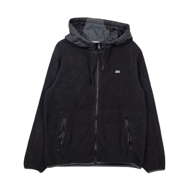 라코스테 쉐르파 플리스 후드 집업 자켓 블랙