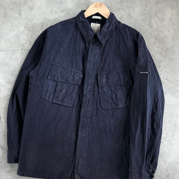 Stone-Island 스톤 아일랜드 네이비컬러 투포켓 셔츠 자켓