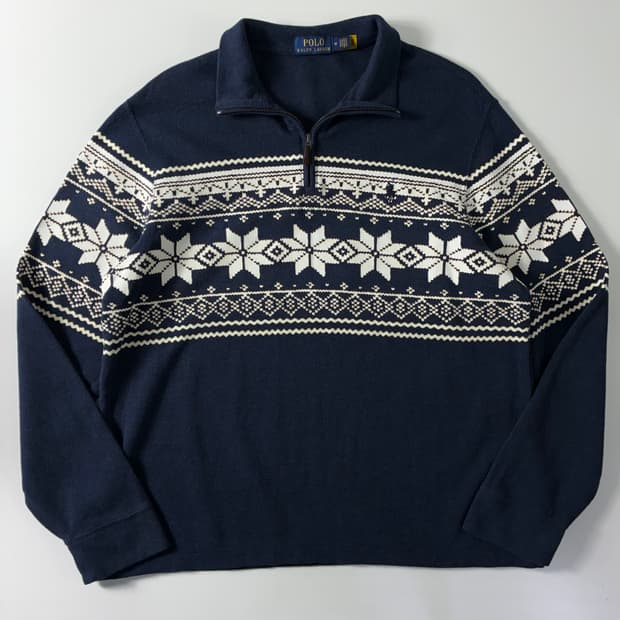 Polo 폴로 랄프로렌 신형 네이비 페어아일 쿼터집업 니트