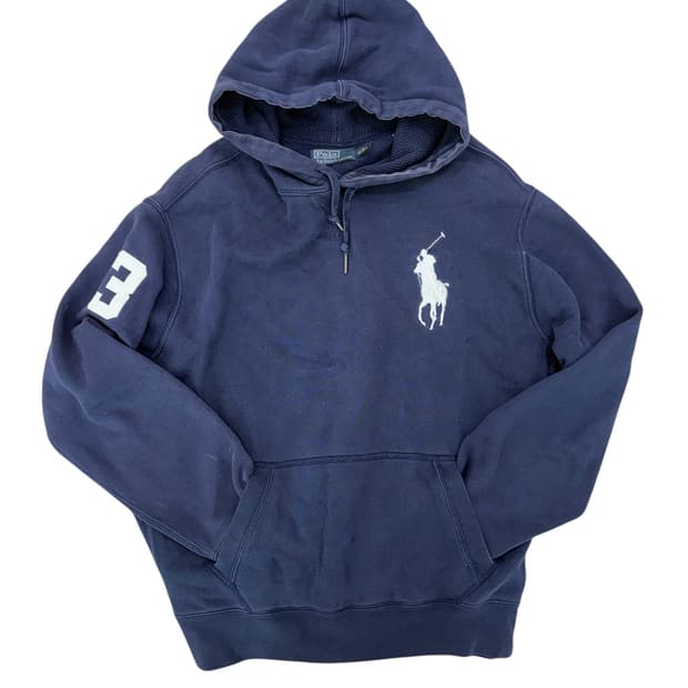 폴로 랄프로렌 네이비&화이트 넘버3 빅포니 후드