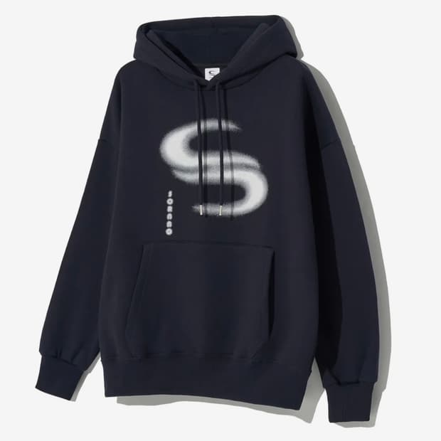 소라노 베이직 로고 후드티 네이비 M