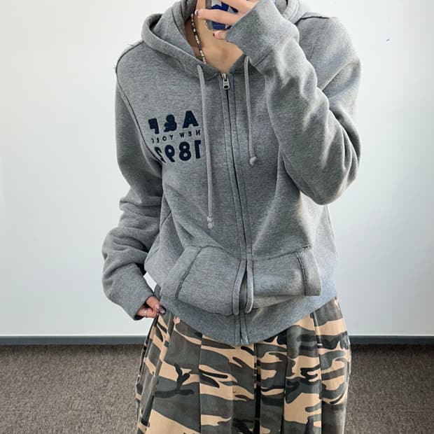 Abercrombie 아베크롬비 사이드로고 A&F 그레이 후드집업  