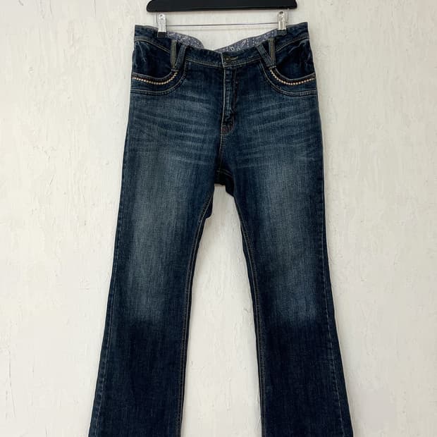 vintage washed straight denim pants