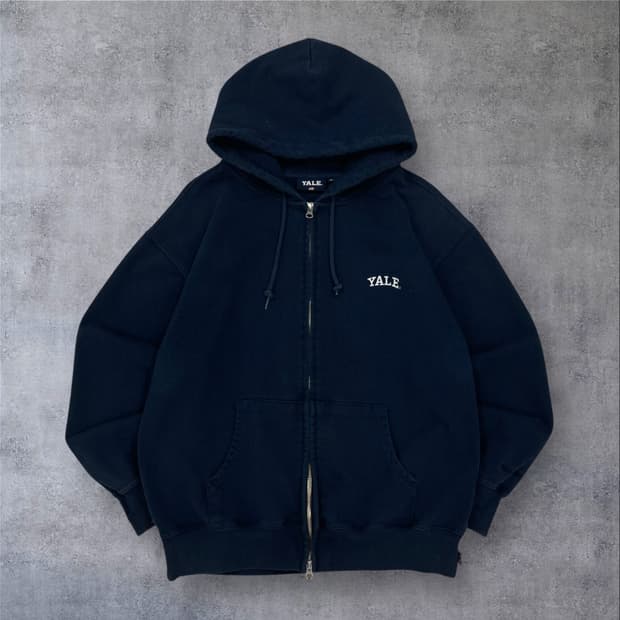 예일 스몰 로고 네이비 후드 집업
