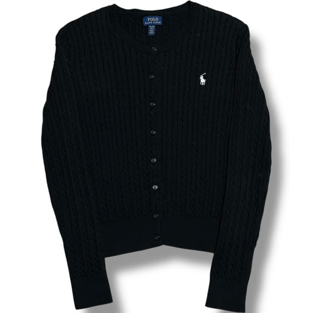 Polo Ralph Lauren 여성용 블랙 케이블 가디건