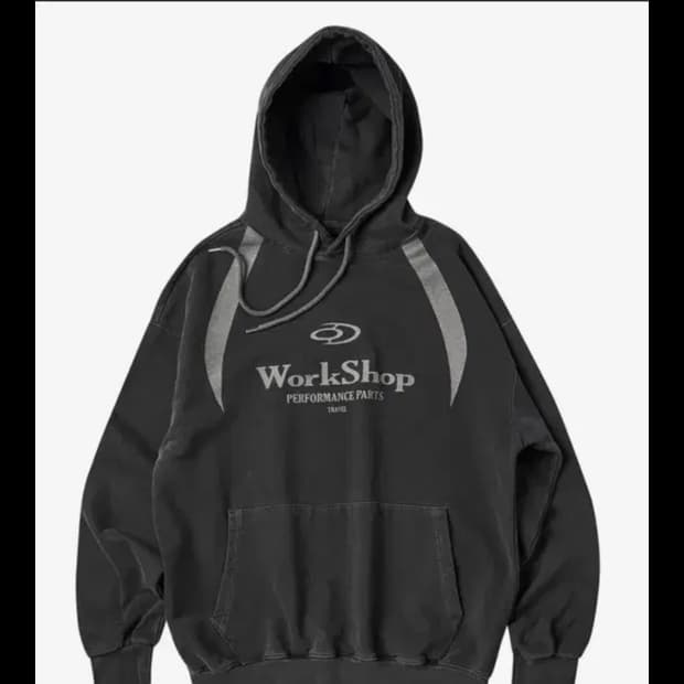 트래블 워크샵 피그먼트 후드티 블랙차콜