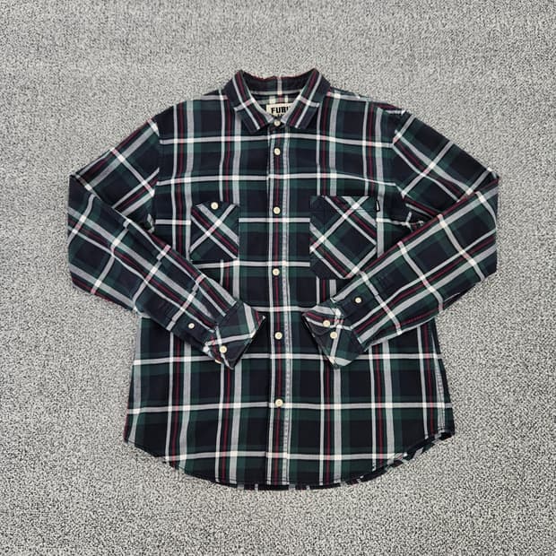[L] 후부 FUBU 올드스쿨 그린 체크 셔츠 남방 1103JM2