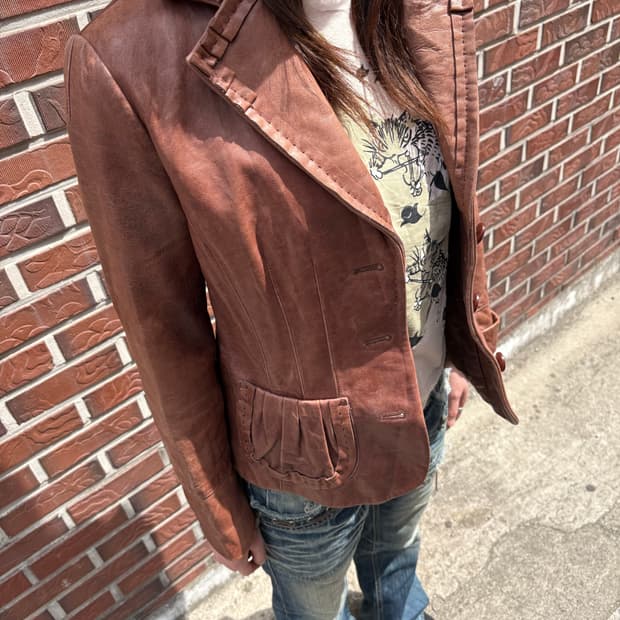 Ruffle Lambskin Vintage Jacket