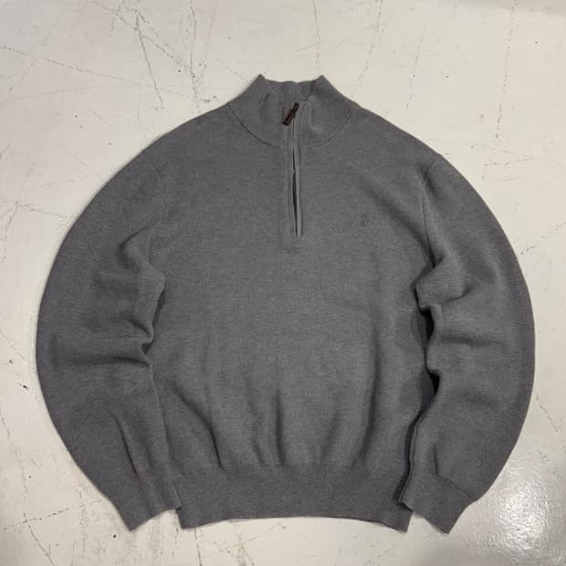 폴로 신형 그레이 하프집업 피마코튼 니트