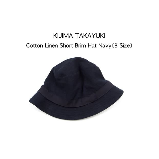 KIJIMA TAKAYUKI 코튼 린넨 숏 브림 햇 네이비