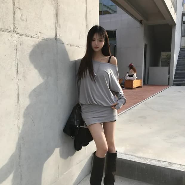 Soand 여리핏 버튼 티 그레이 (새상품)