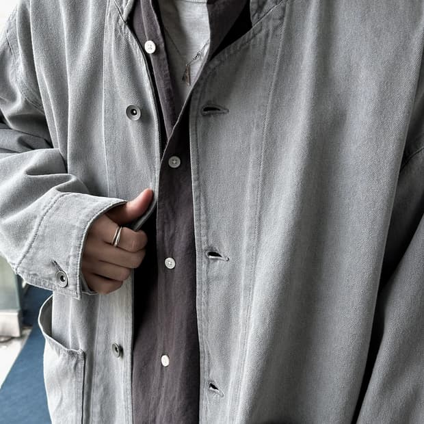 Ice Denim stand collar work jacket