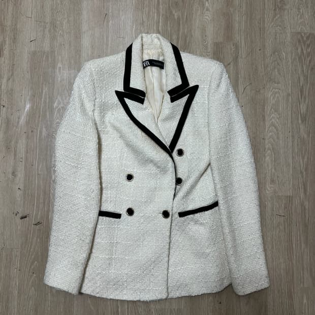 자라 여성 더블 버튼 트위드자켓 XS/85 