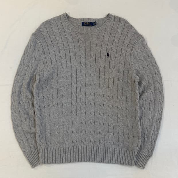 폴로 랄프로렌 꽈배기 케이블 니트 그레이