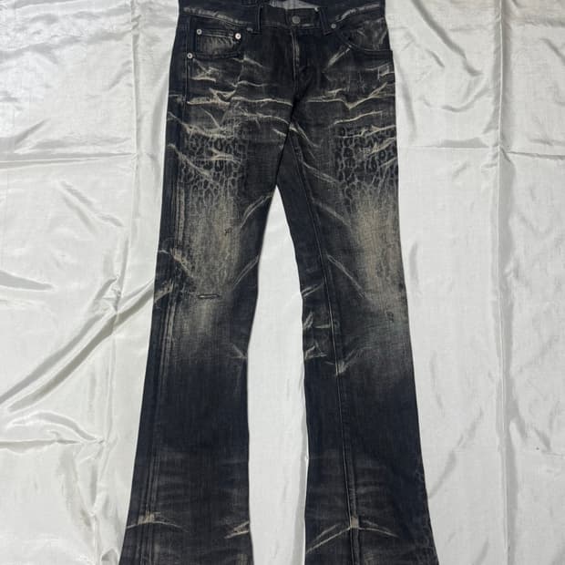 Tornado Mart Leopard Pattern Flared Jean