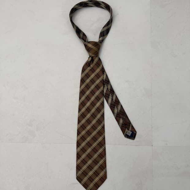 브라운 체크 넥타이