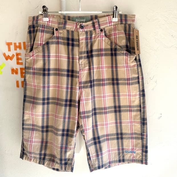 Y2K 올드 스투시 체크 쇼츠
