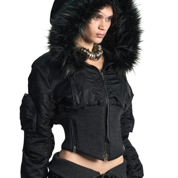 키묘 볼린 패디드 봄버 자켓 블랙