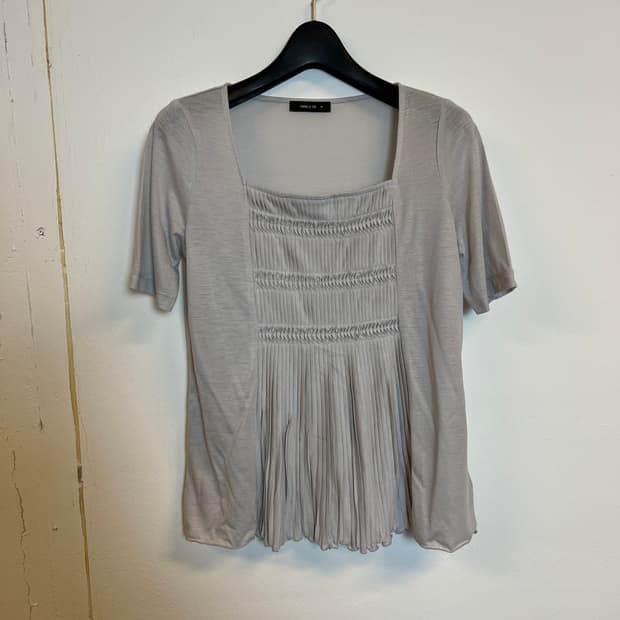 T087 TCOMME CA ISM 스퀘어넥 플리츠 레이어드 반팔 M