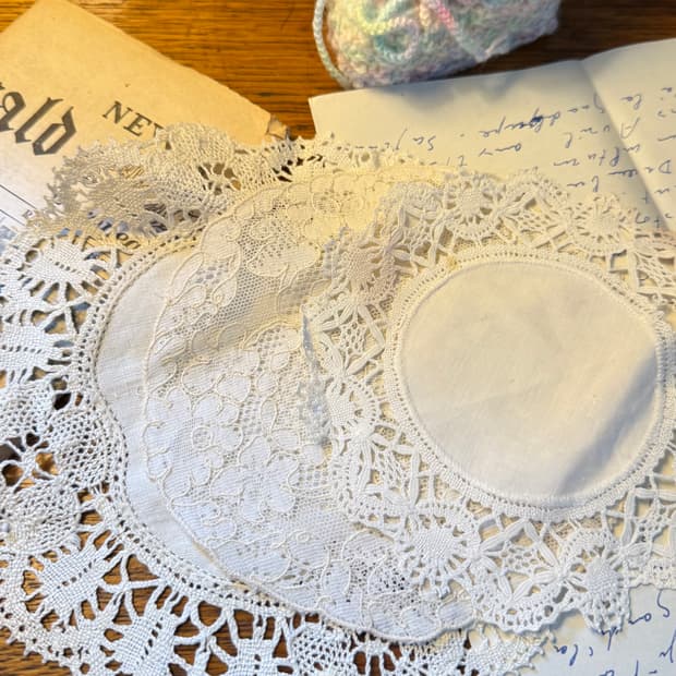 프랑스 앤틱 린넨 레이스 도일리 3종 세트