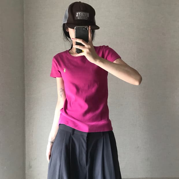 폴로 핑크 슬림핏 반팔티셔츠