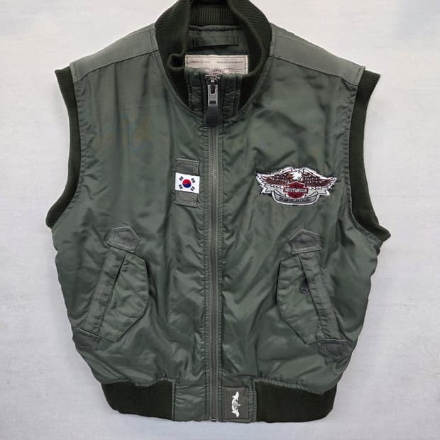 엑스톤즈 밀리터리 커스텀 할리데이비슨 로고 누빔조끼 m