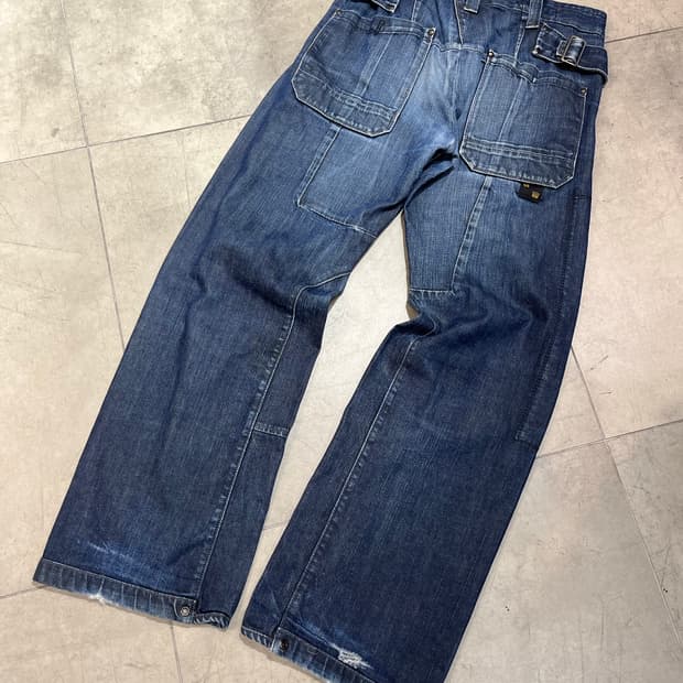 G-Star Raw 락펑크 버클 와이드 데님 팬츠 