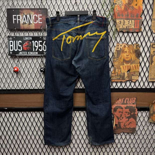 타미힐피거 데님 팬츠 후면 레터링 빅 로고 포인트 중청