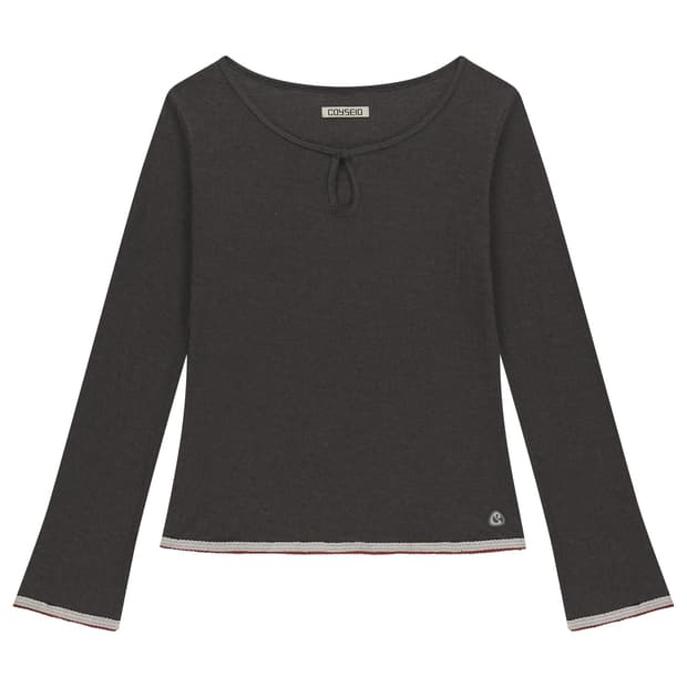 코이세이오 아일렛 레이스 롱슬리브 브라운