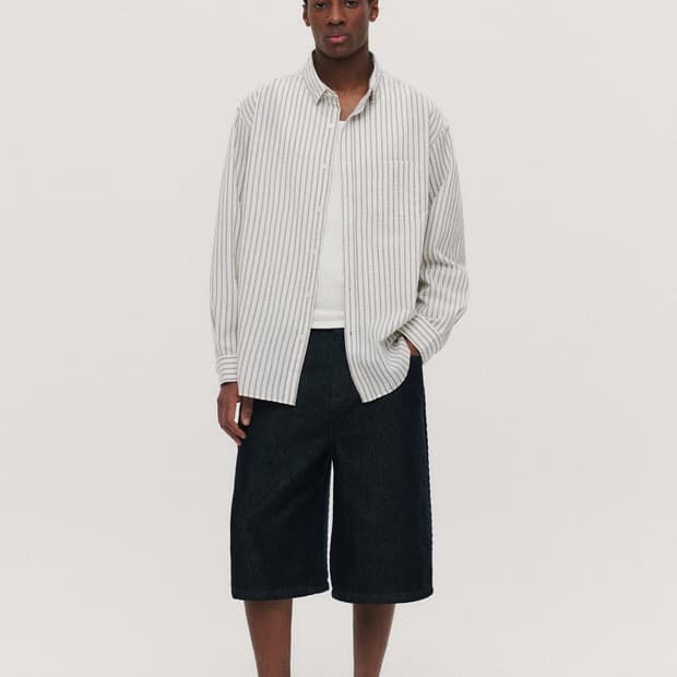 수아레 스트라이프 셔츠 아이보리 m