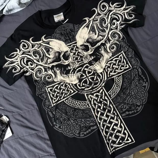 빈티지 y2k 고딕 펑크 해골 락 티셔츠