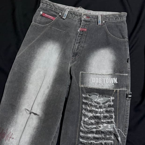 도그타운 블랙 드래곤 워싱 흑청 와이드 데님