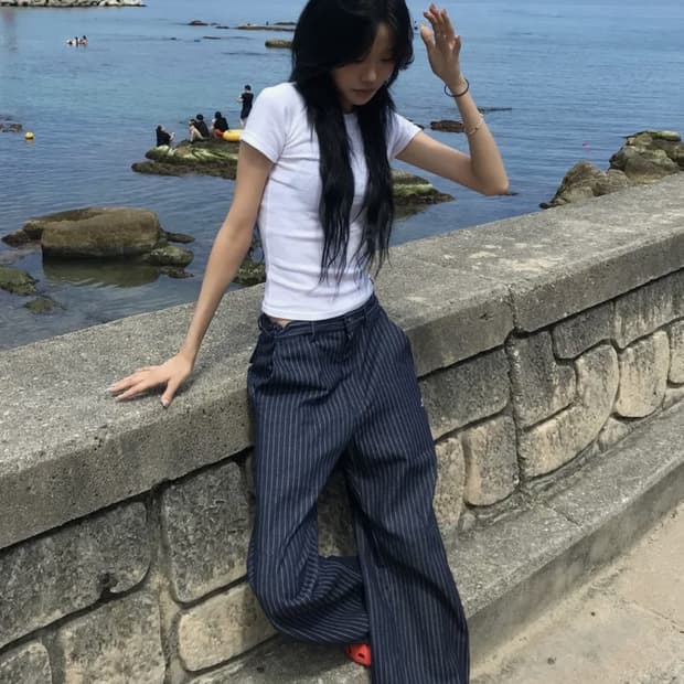 탄산마그네슘 코튼 와이드 팬츠