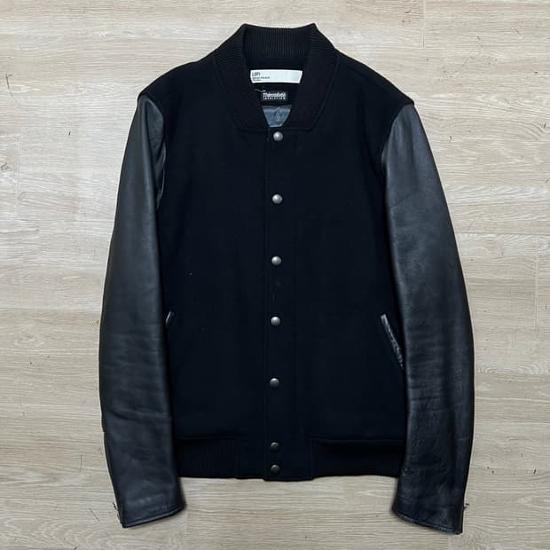 로파이 신슐레이트 양가죽 배색 스타디움 바시티자켓 [블랙] L/100